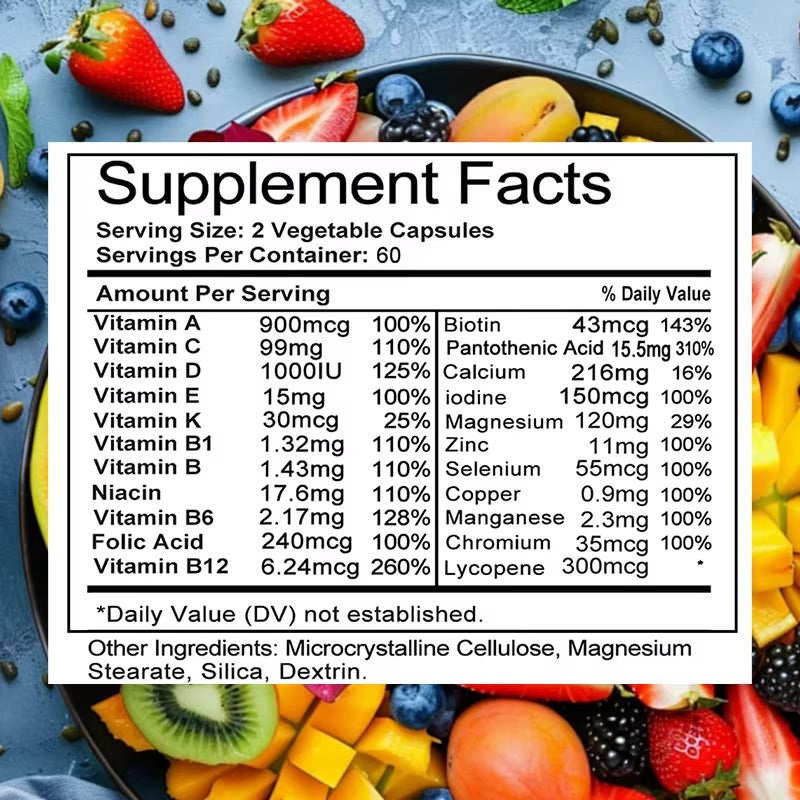 Men's Vitamin and Mineral Supplements - 26 Combinations To Support Overall Immune Health, Vegan