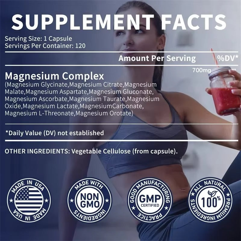 Magnesium Complex - Bone & Heart Health Supplement, Glycine, Citrate - 120pcs
